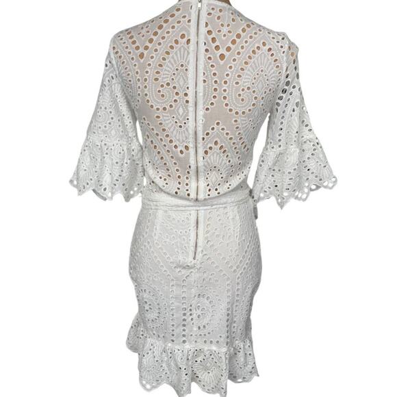 Winona Valerie Wrap Mini Dress Eyelet Lace White Size 6 - Picture 7 of 13
